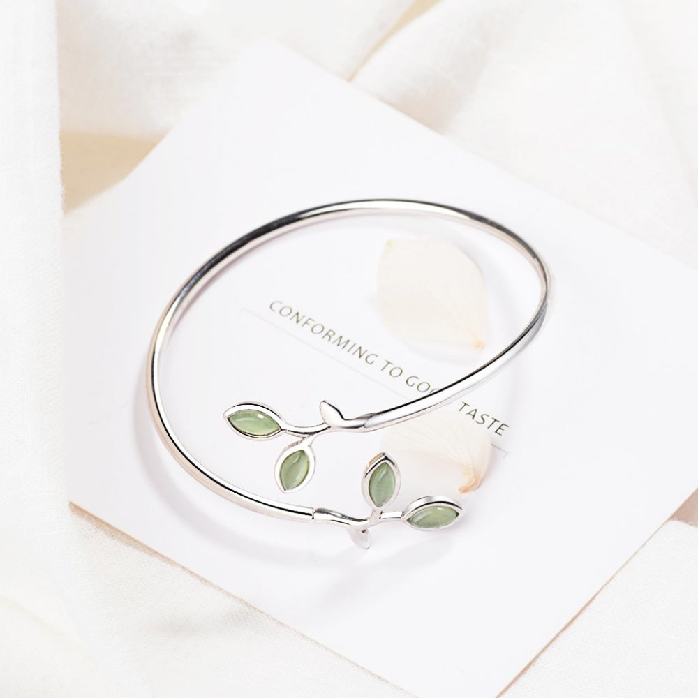 NEW 925 Sterling Silver Leave Opening Bangles - Picture 3 of 5